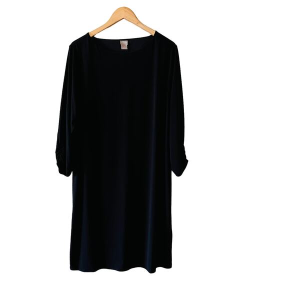 Chico’s Three Quarter Sleeves Shift Dress Size XL Black - Picture 1 of 7